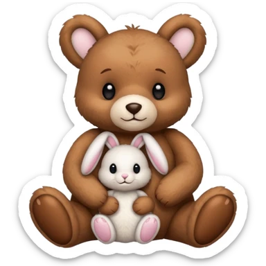 Loving teddy bear with bunny  sticker