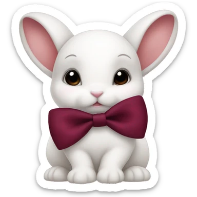 Baby bunny with coquette burgundy bow on ear sticker