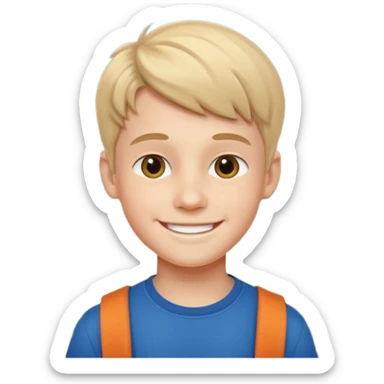 smiling boy outdoors realistic style sticker