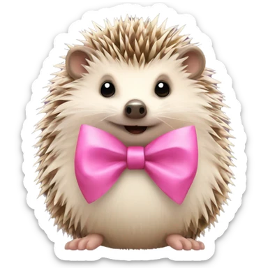 hedgehog with a pink bow sticker