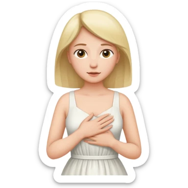 the woman holds one hand on her chest and the other on her stomach sticker