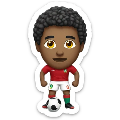 portugal white football player with red shirt sticker