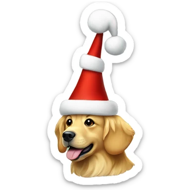 Golden retriever wearing christmas hat sticker
