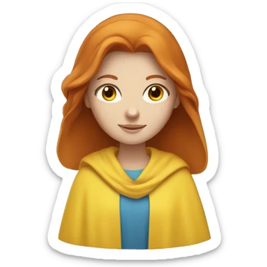 Pretty Redhead woman with blue eyes in yellow robes sticker