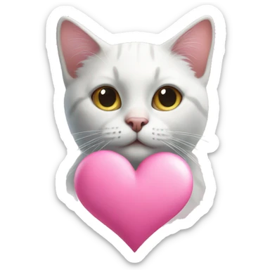 Cat and pink heart  sticker