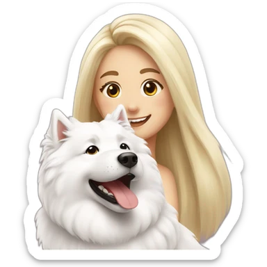 Happy samoyed with blonde smiling girl sticker