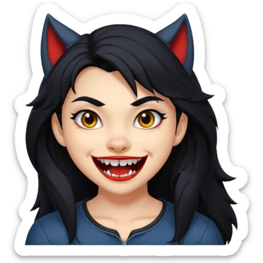 Werewolf black hair girl with a smile sticker