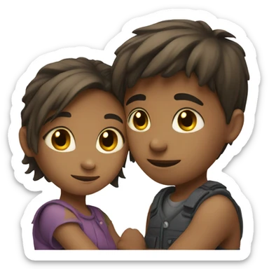 Girl and boy embracing  sticker