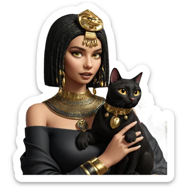 egyptian girl with black cat sticker