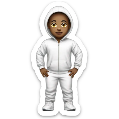 midget stands in a white track suit sticker