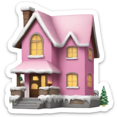 Christmas house pink  sticker