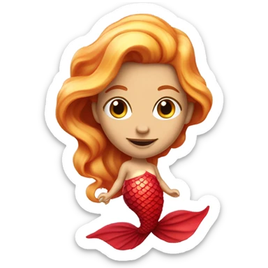 Red Mermaid with red mermaid tail and blonde hair pretty and detailed realistic sticker
