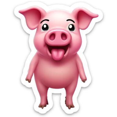 full body pink pig dripping with tan grease sticker