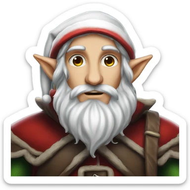 rogue male elf fantasy wearing santa hat sticker