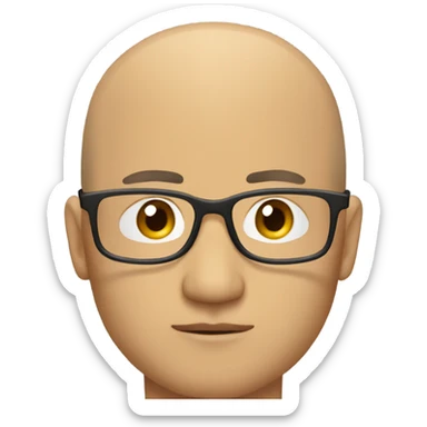  a 35-year old,  bald, Asian man, wearing glasses, deep in thought sticker