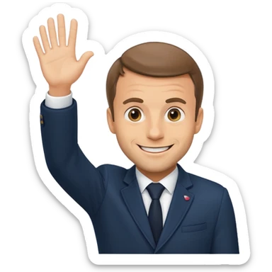 playful emoji of Emmanuel Macron waving sticker