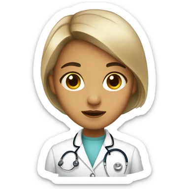 doctor, girl, brown eyes, yellow skin sticker