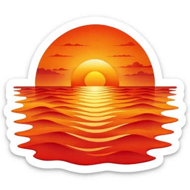 bright sunset over the ocean  sticker