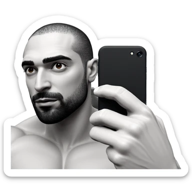 muscular man with phone sticker