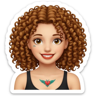 curley hair tattoo girl, full on face. sticker