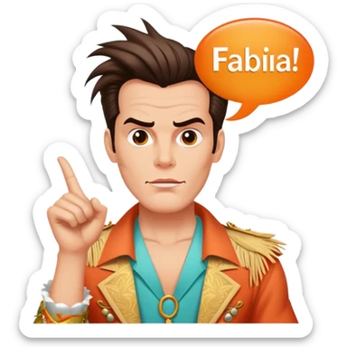 Ace ventura with a Speech bubble saying the word FABIAAAN sticker