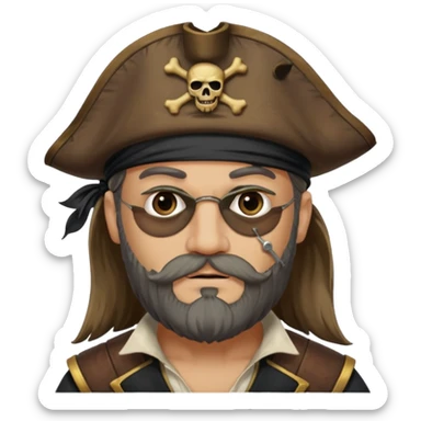 pirate captain eye pach beard sticker