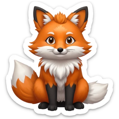 Floofy the Creampuff fox blackish gray fur color chubby Black paws orange color 3 tailsCrystals on the head, tails and Back sticker