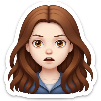 Mad girl with brown long hair  sticker