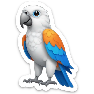 orange, blue and white parrot sticker