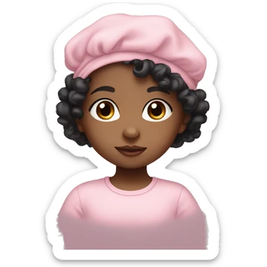 Brown baby girl with black curly hair and pastel pink clothes  sticker