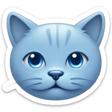 Blue simplistic sketch of a cute cat face sticker