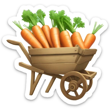 Pastel cute Carrots in a wooden  wheelbarrow  sticker
