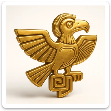 Inca logo with a stylized condor, ancient Peruvian art influence, gold and terracotta colors, strong silhouette sticker