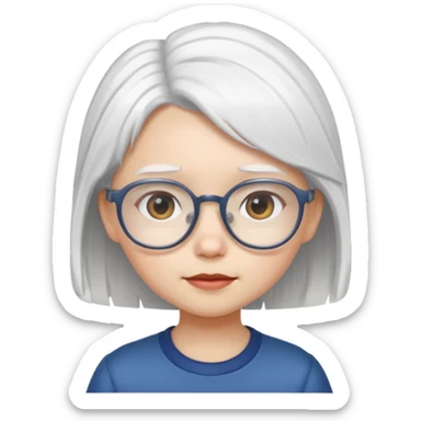 white haired little girl with glassess sticker