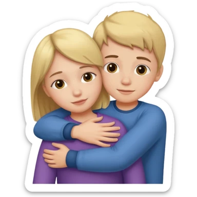 A big sister hugging her little brother sticker