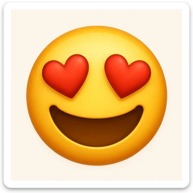 yellow emoji face, heart eyes, joyful sticker