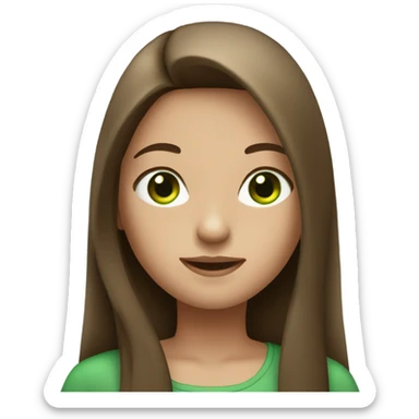 Clean Girl with brown long straight hair and green eyes  sticker