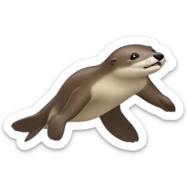 Une loutre sur une secoupe volante  sticker