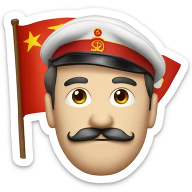 Man mustache communist flag  sticker