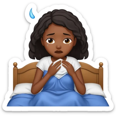 Black girl in the bed by herself crying sticker