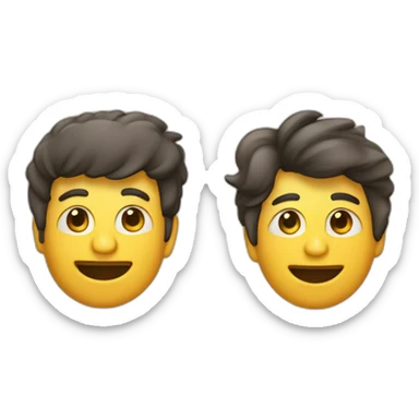 dois amigos abraçados comemorando olhando celular sticker