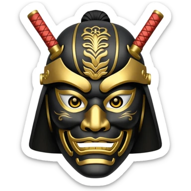 samurai mask with gold accents sticker