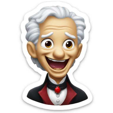 Laughing vampire in Uncle Scrooge style, mysterious eyes, intricate lips, masterpiece pose sticker