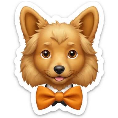 golden dog with orange bow tie sticker