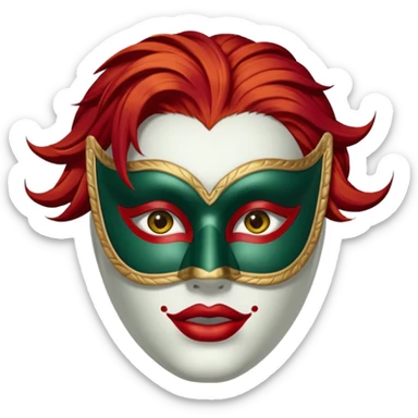 masked person venice bauta woman red hair sticker