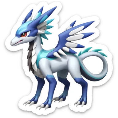 Meloetta-Sergal-Silvally-Palkia-Dialga-hybrid-fusion-Fakémon-creature, full body sticker