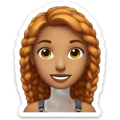 Sweet girl with a short and bron hire  sticker