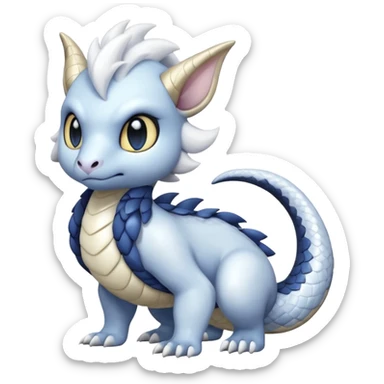 White glossy soft silky furry iridesent Absol-Shinx-Snake-fusion-hybrid, full body sticker