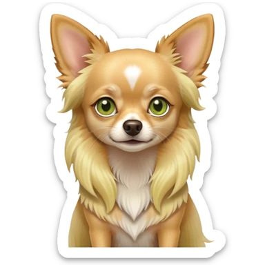 Blonde long haired chihuahua with yellowish green eyes sticker