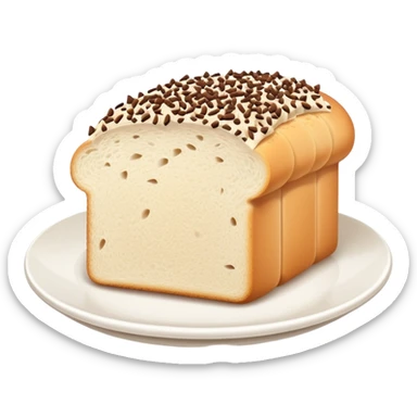 Slice of white bread on a white plate with chocolate sprinkles on top sticker